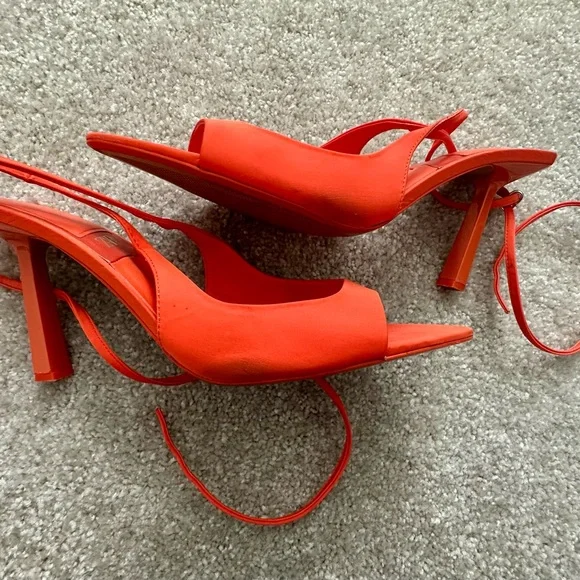 Zara Vibrant Orange Heeled Sandals - Picture 6 of 6